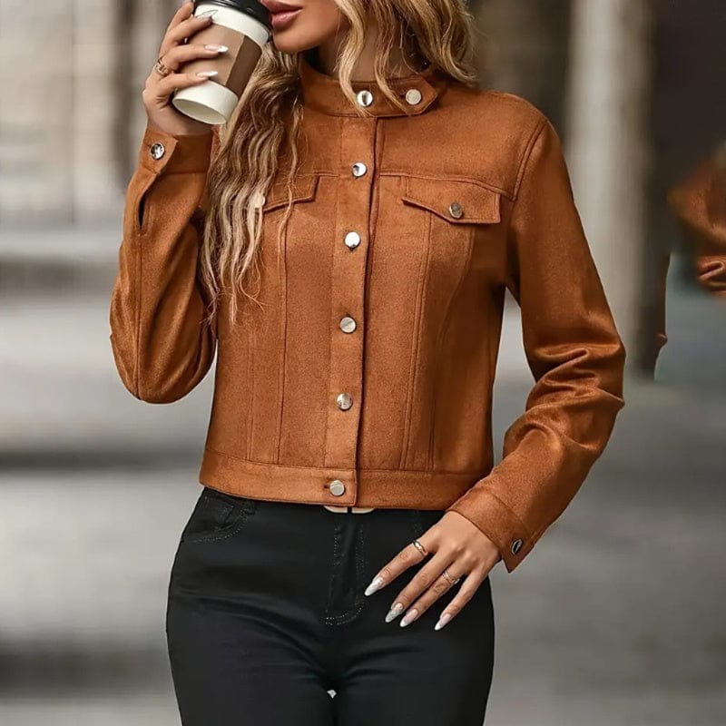 Vintage Short Coat Stand Collar Casual Fall Outwear - Image 2