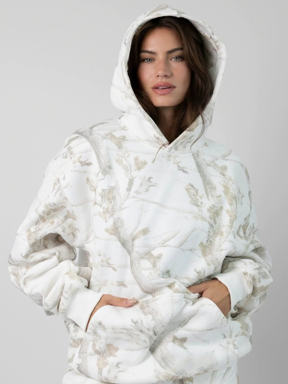 Women’s Floral Hooded Sweatshirt – Loose Fit Lantern Sleeve Pullover