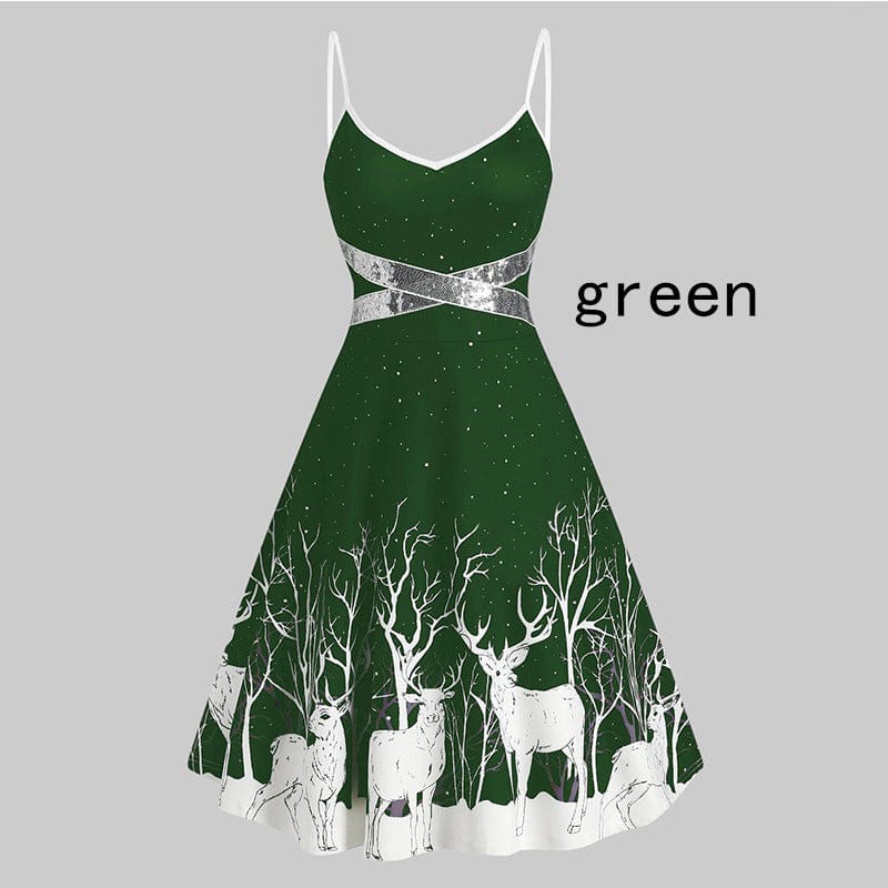 Women's Christmas Fur Dress - Long Sleeved Patchwork Design for Holiday Cheer - Image 5