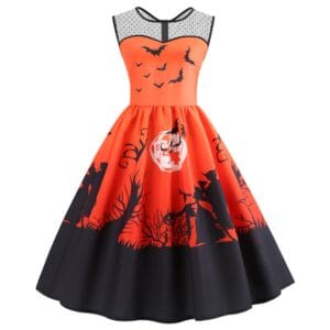 Halloween Print Big Dress for Spooky Celebrations – Perfect Halloween Big Dress