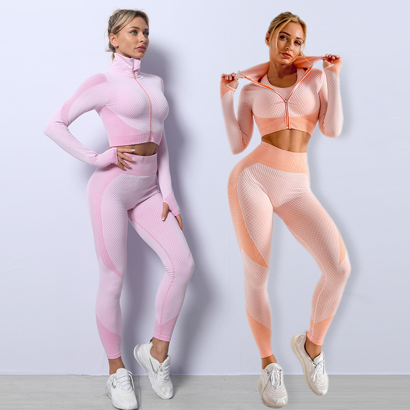 3PCS Yoga Set Seamless Sport Set Women Gym Clothing Leggings Women Crop Top Sports Bra Women Fitness Gym Set Womens Outfits Tracksuit - Image 3