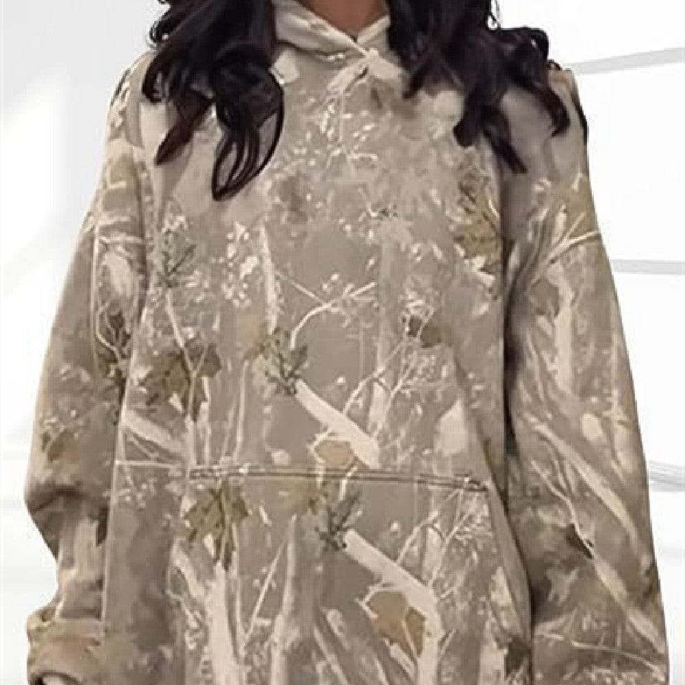 Women’s Floral Hooded Sweatshirt – Loose Fit Lantern Sleeve Pullover - Image 4