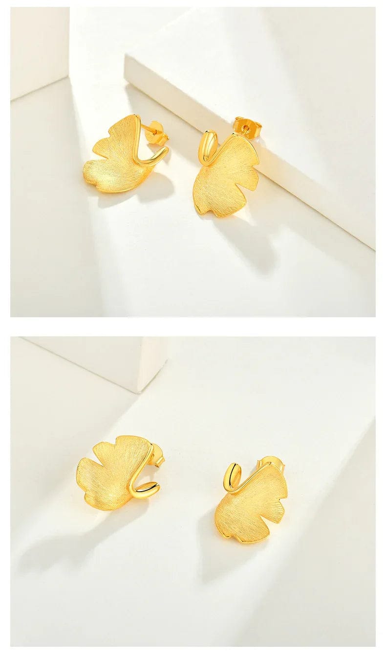 925 Sterling Ginkgo Biloba Earrings for Elegant Style - Image 2