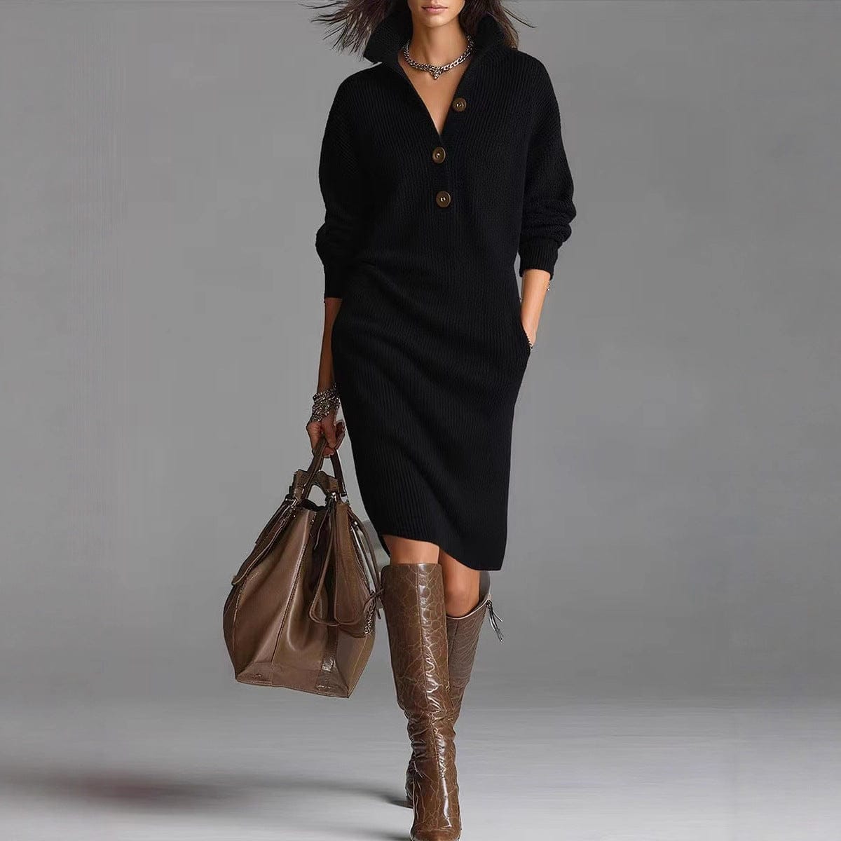 Fashion Sweater Dress: Warm Long-Sleeved Stylish Comfort - Image 5