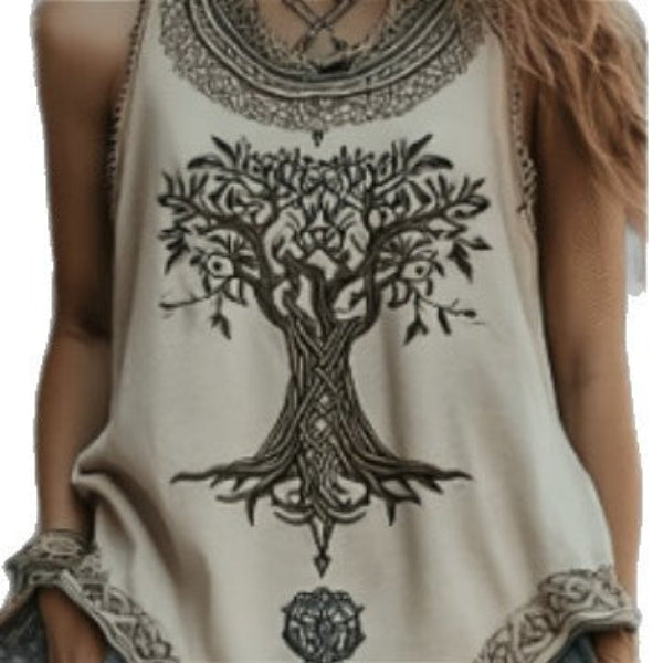 Artistic Vintage Tank Top | Slim Fit Summer Top - Image 2