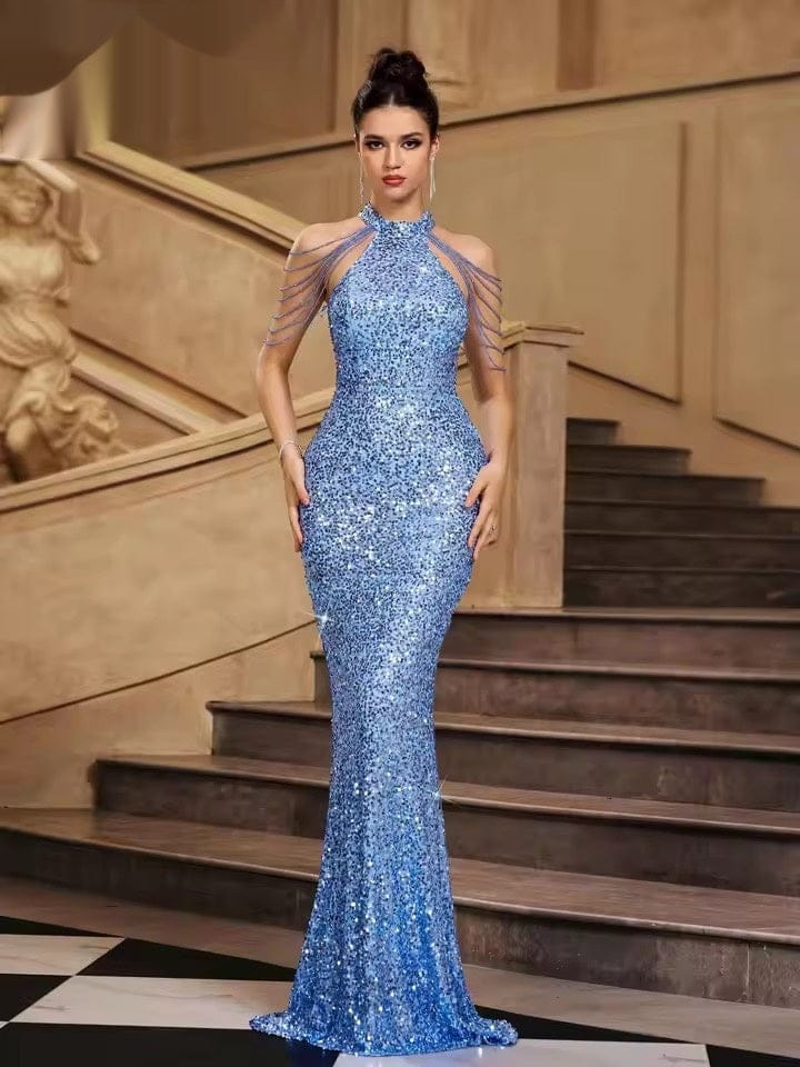 Women’s Sequin Long Dress – Sleeveless Street Fashion Style - Image 2