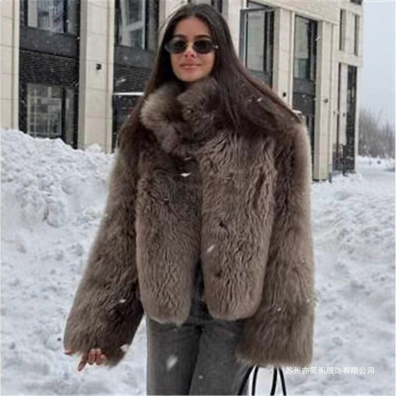 Women’s Faux Fur Short Coat – Elegant Commuter Jacket