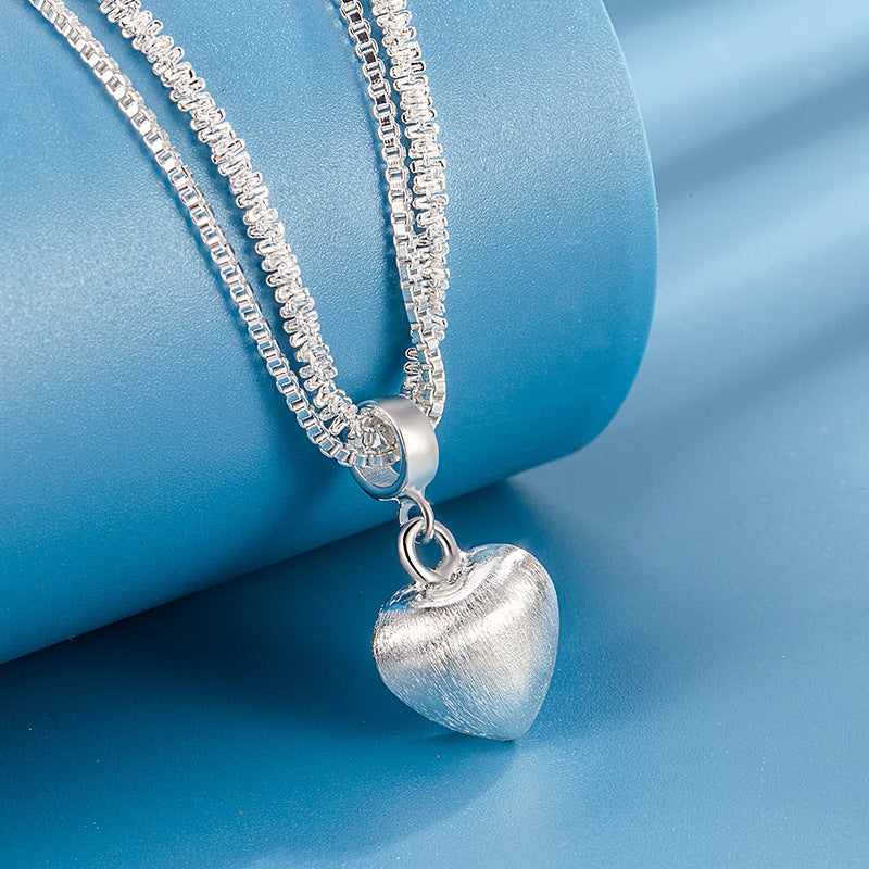 Women’s Double Layer Heart Necklace – Electroplated Copper Jewelry - Image 3