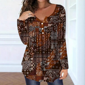 Buttoned V-neck Top for Effortless Style and Comfort