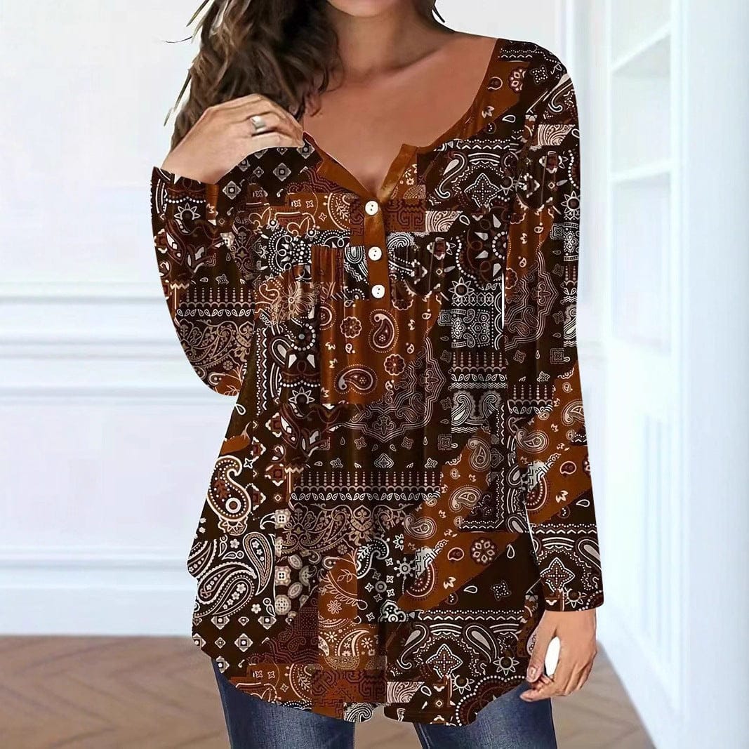 Buttoned V-neck Top for Effortless Style and Comfort