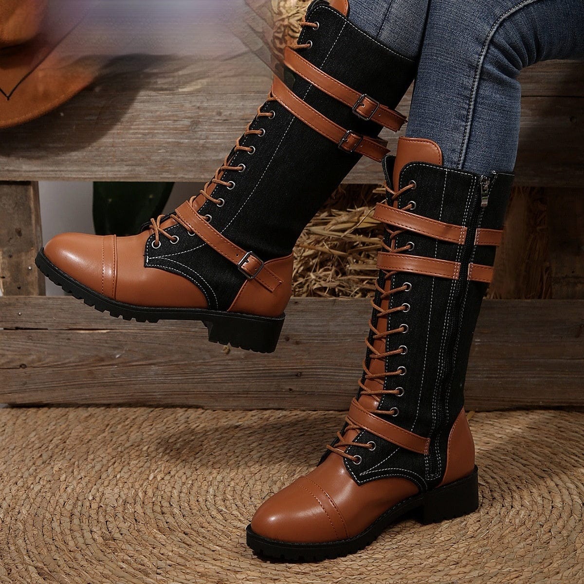 Heel Boots with Rivet Belt Buckle for Stylish Comfort - Image 4