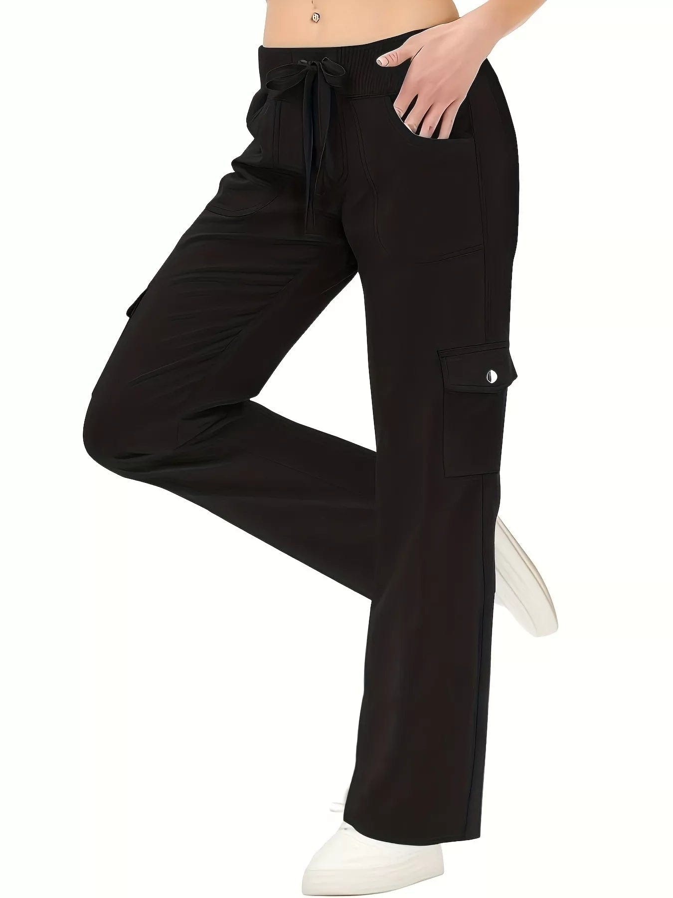 Relaxed Fit Active Pants with Drawstring Waist - Image 4