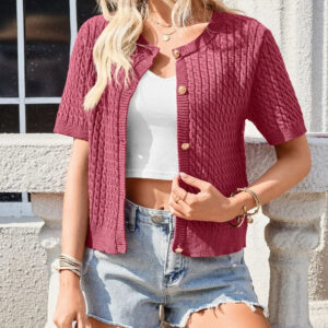 Button Up Short Sleeve Cardigan for Stylish Comfort