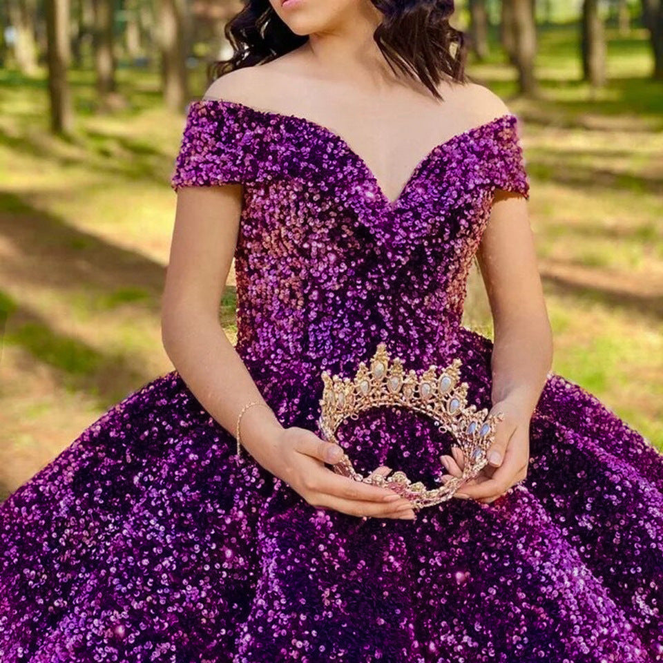 Luxury Bridal Wedding Dress - Sequined Ball Gown - Image 5