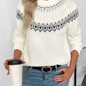 Fair Isle Sweater - Stylish Crew Neck Design