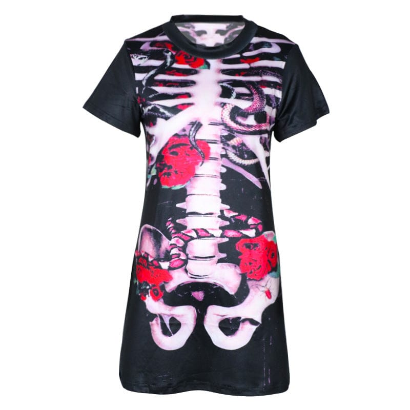 Halloween Costume Skull Print Dress for Women - Perfect Skull Print Halloween Dress - Image 3