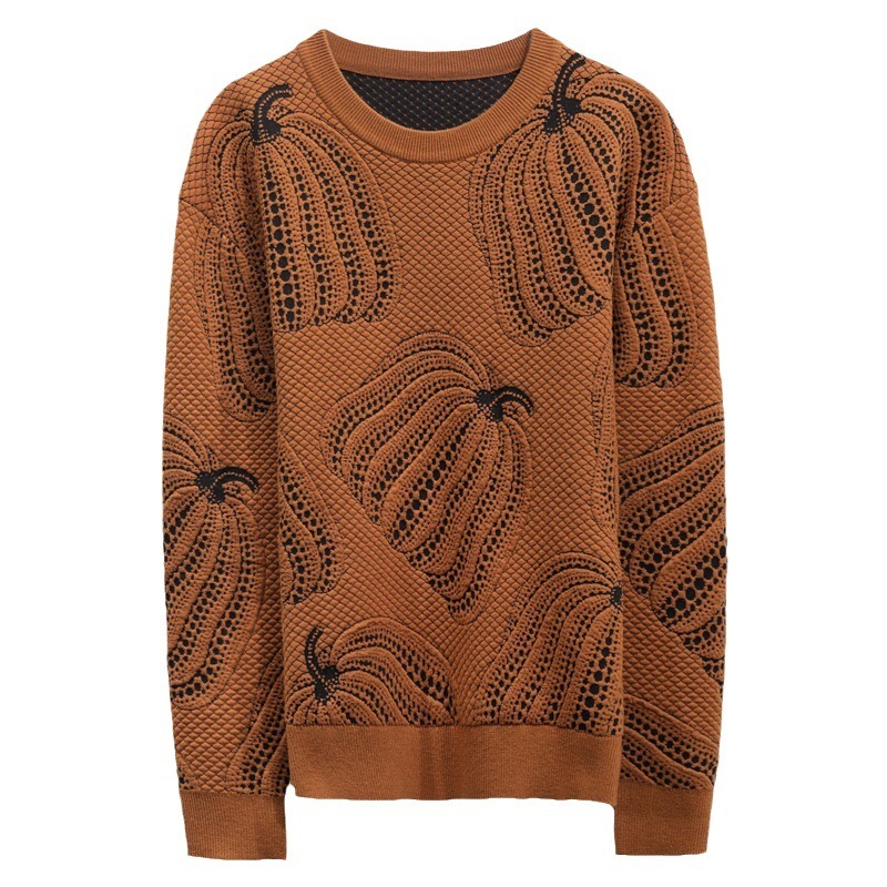 Winter New Pumpkin Jacquard Slim-fitting Sweater Bottoming Shirt - Image 10