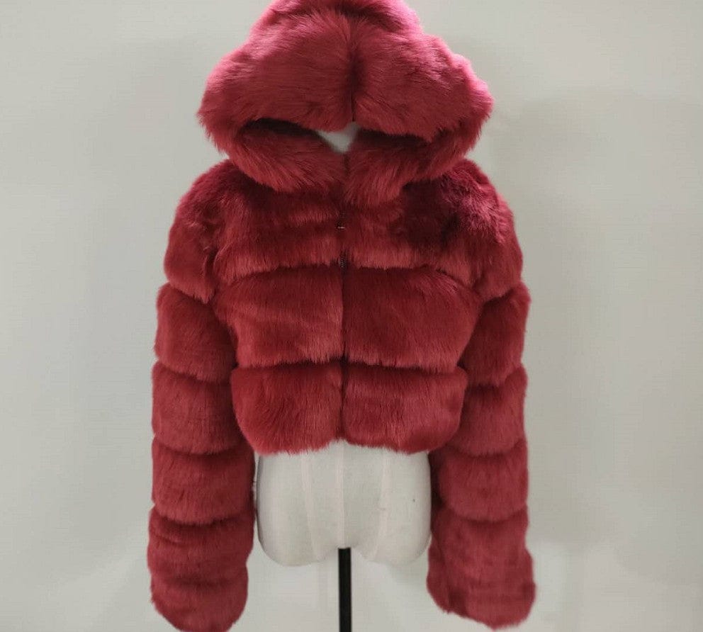 Elegant Hooded Faux Fur Jacket for Women - Image 2