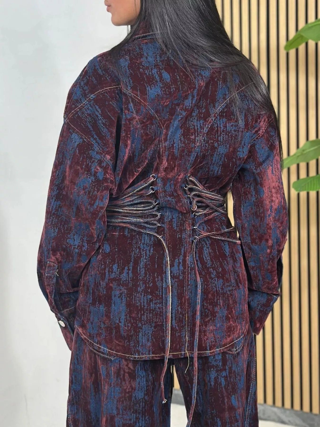 Laced Up Button Up Jacket and Jeans - Image 3