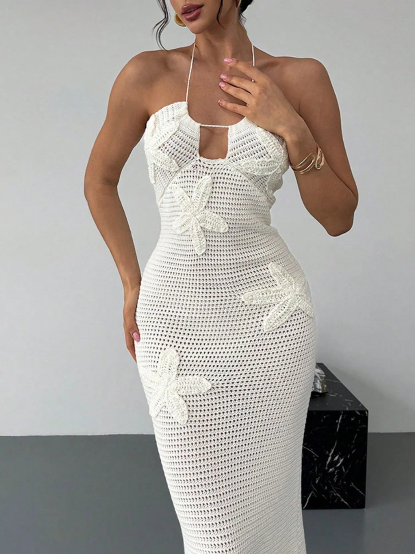 Crochet Backless Midi Dress for Effortless Style - Image 5