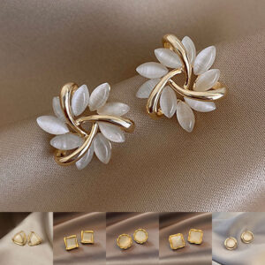 Opal Sunflower Stud Earrings | Silver Needle Cute Earrings