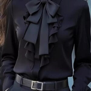 Ruffled Tie Front Blouse: Effortless Style and Elegance with Long Sleeves