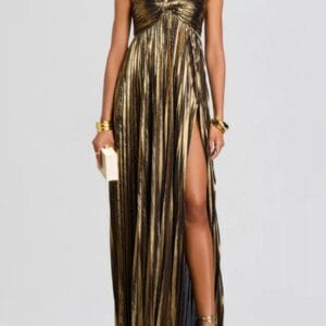 Split Sweetheart Neck Maxi Dress with Elegant Split Design