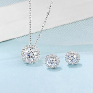 925 Sterling Silver Moissanite Jewelry Set for Timeless Elegance