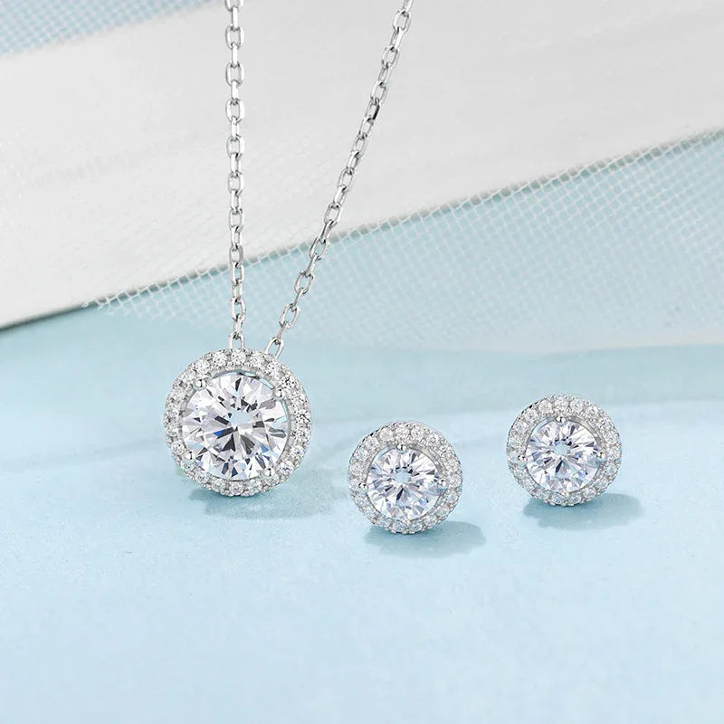 925 Sterling Silver Moissanite Jewelry Set for Timeless Elegance