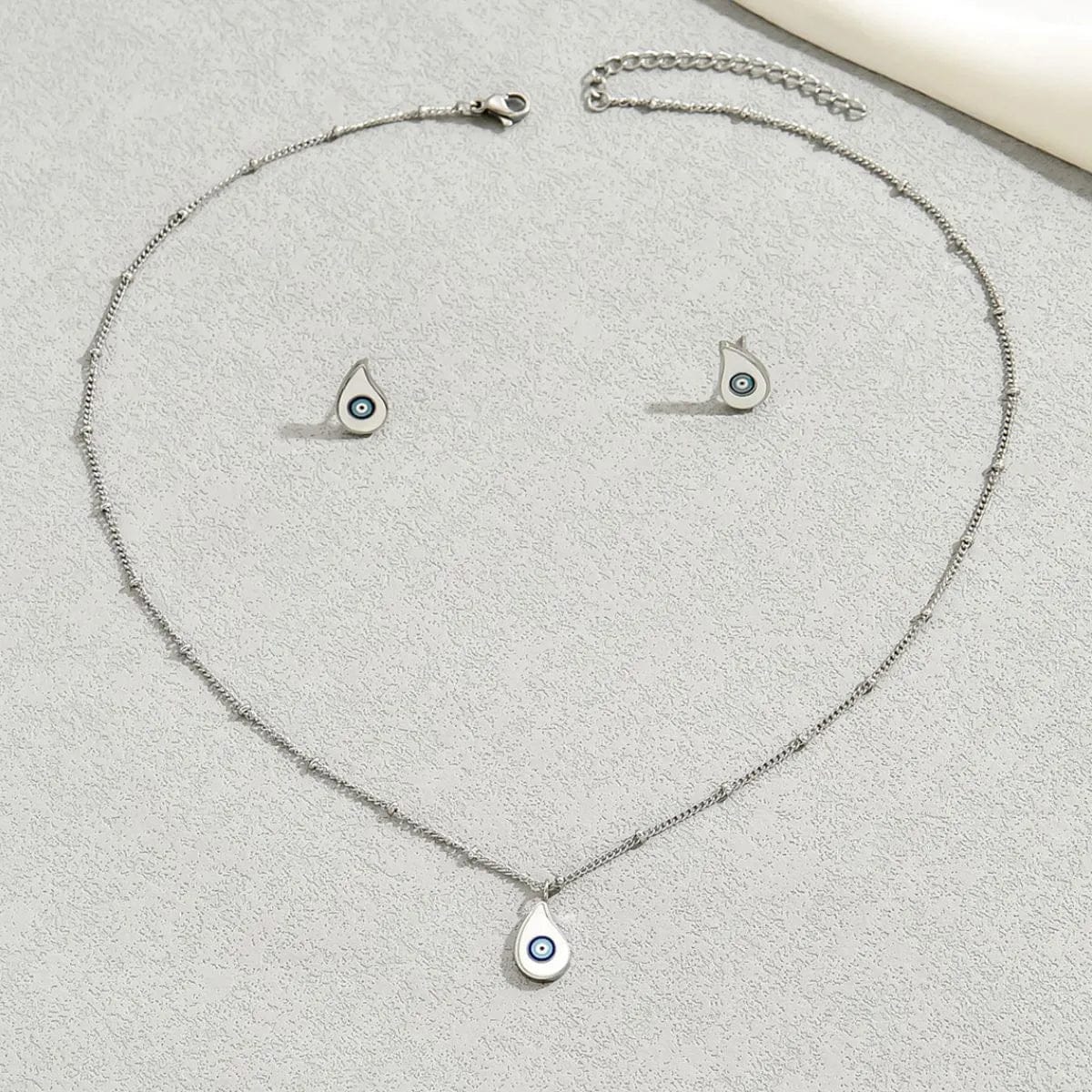Stainless Steel Resin Necklace and Earrings Jewelry Set - Image 5