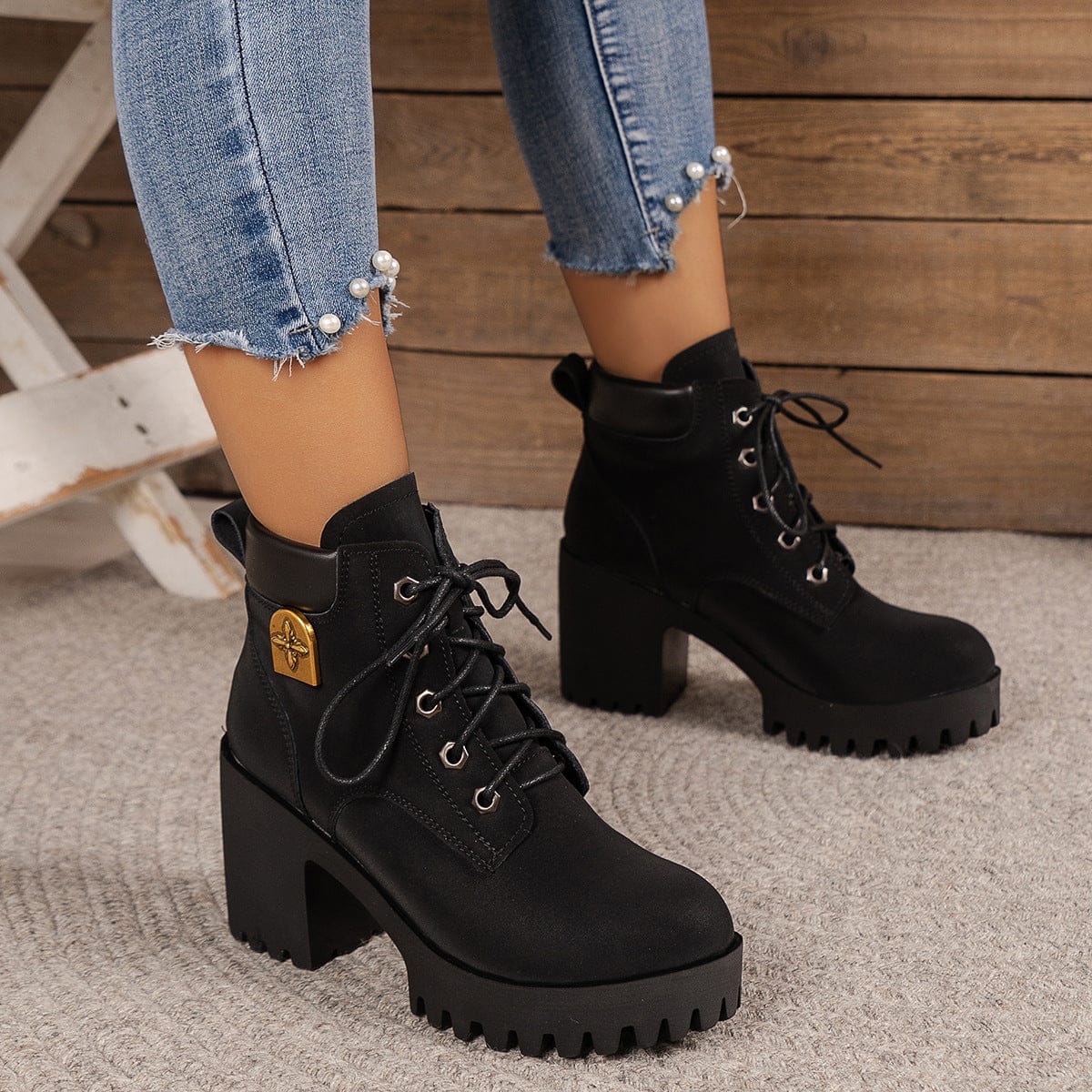 Thick Bottom Chunky Heel Shoes for Stylish Comfort - Image 4