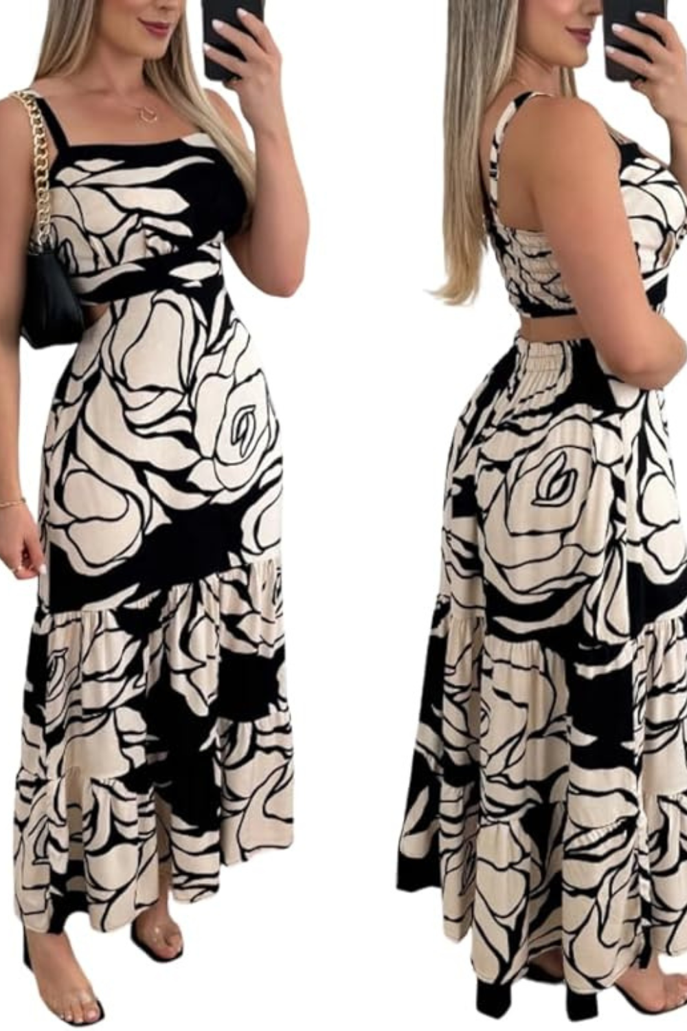 CHICME Summer Dresses for Women 2026 Sleeveless Casual Boho Maxi Dress Square Neck Cut Out Floral A Line Dress β amazon fashion finds women summer 2026