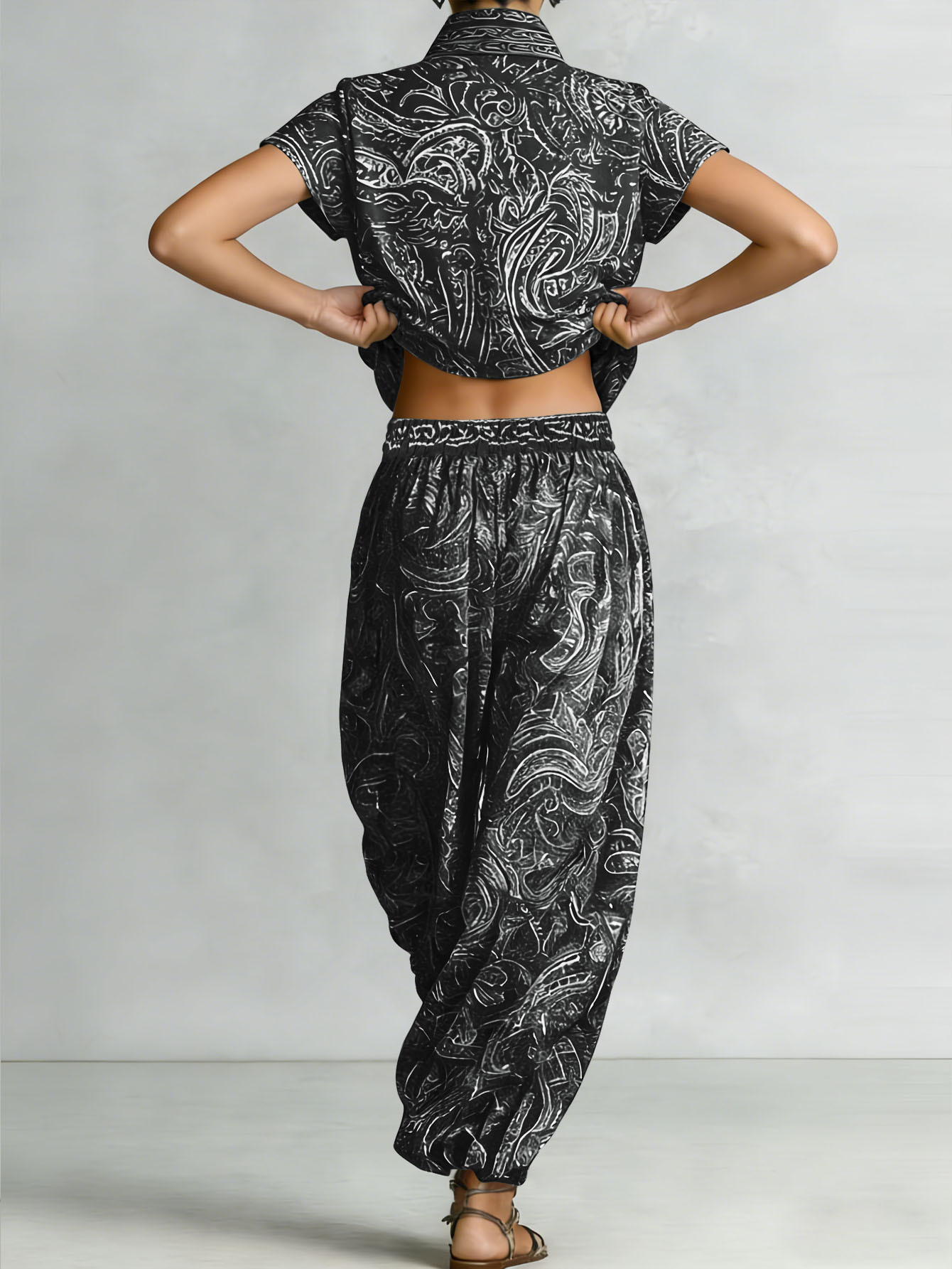 Women’s Ethnic Retro Print Two Piece Set | Vacation Outfit - Image 6