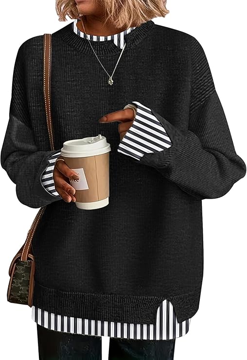 Oversized Layered Knit Pullover Sweater Disamer β Trending Amazon Fashion Women 2026