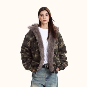 Women's Camouflage Jacket with Hood for Stylish Layering