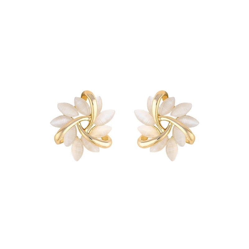 Opal Sunflower Stud Earrings | Silver Needle Cute Earrings - Image 3