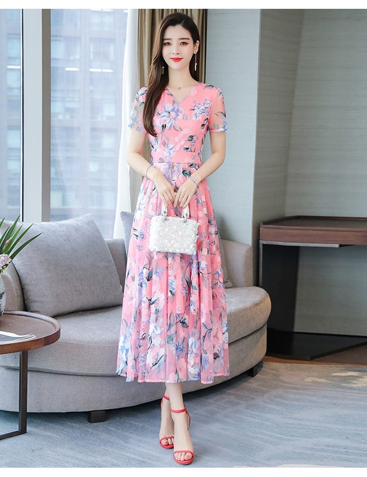 Long Skirt Plus Size Printed Dress for Effortless Style and Comfort - Plus Size Printed Long Skirt Dress