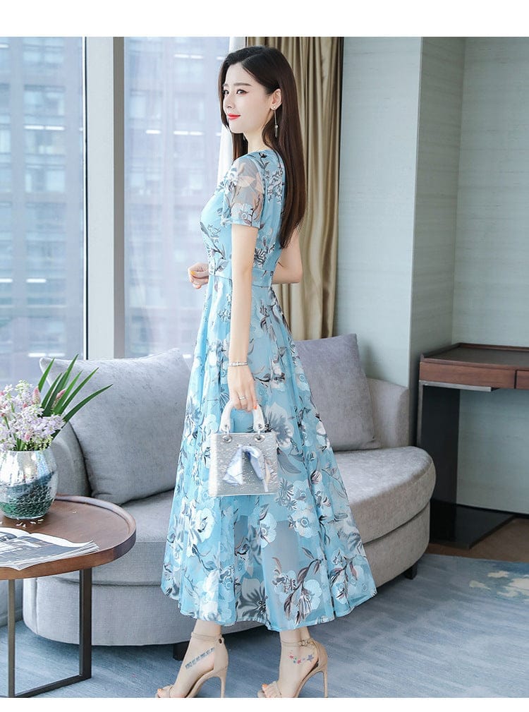 Long Skirt Plus Size Printed Dress for Effortless Style and Comfort - Plus Size Printed Long Skirt Dress - Image 2