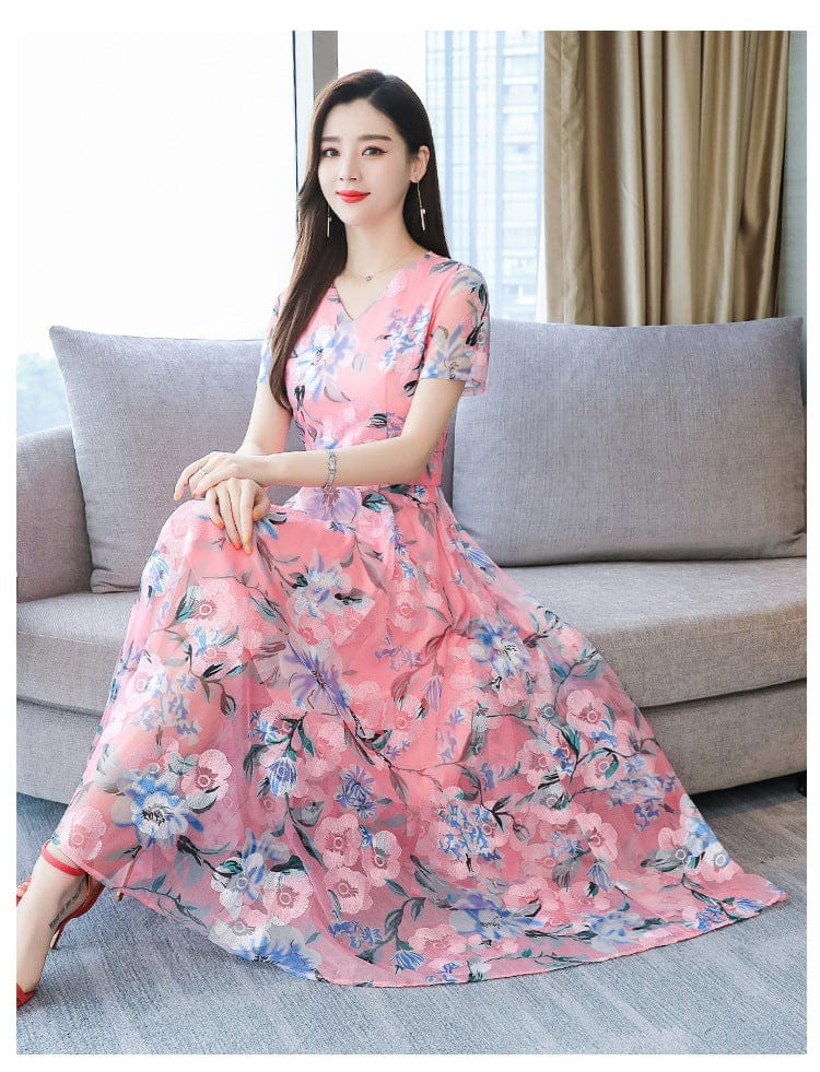 Long Skirt Plus Size Printed Dress for Effortless Style and Comfort - Plus Size Printed Long Skirt Dress - Image 5