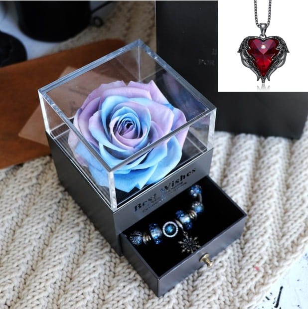 Valentines Day Gift Women Rose Jewelry Box Dried Flower Real Flowers Eternal Roses In Box - Image 5