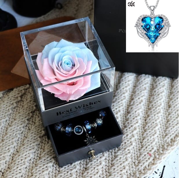 Valentines Day Gift Women Rose Jewelry Box Dried Flower Real Flowers Eternal Roses In Box - Image 10