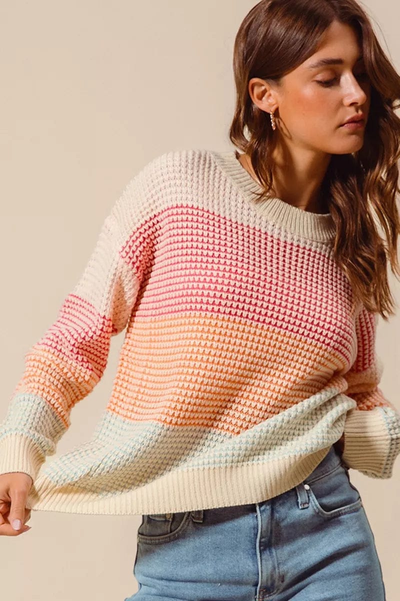 SO ME Multi Color Block Long Sleeve Sweater – Trendy and Versatile Fashion Statement - Image 3