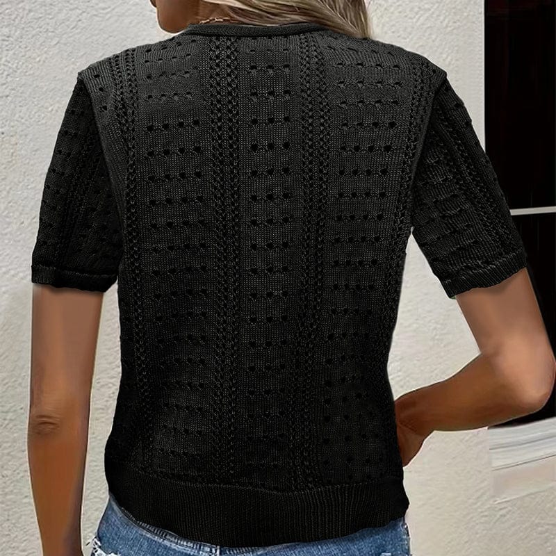 Lace Knit Cardigan Short Sleeve For Fall Layering - Image 4