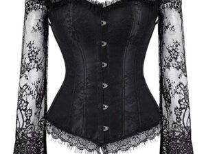 Vintage Lace Corset Top with Long Sleeves