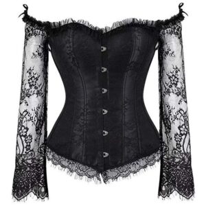 Vintage Lace Corset Top with Long Sleeves