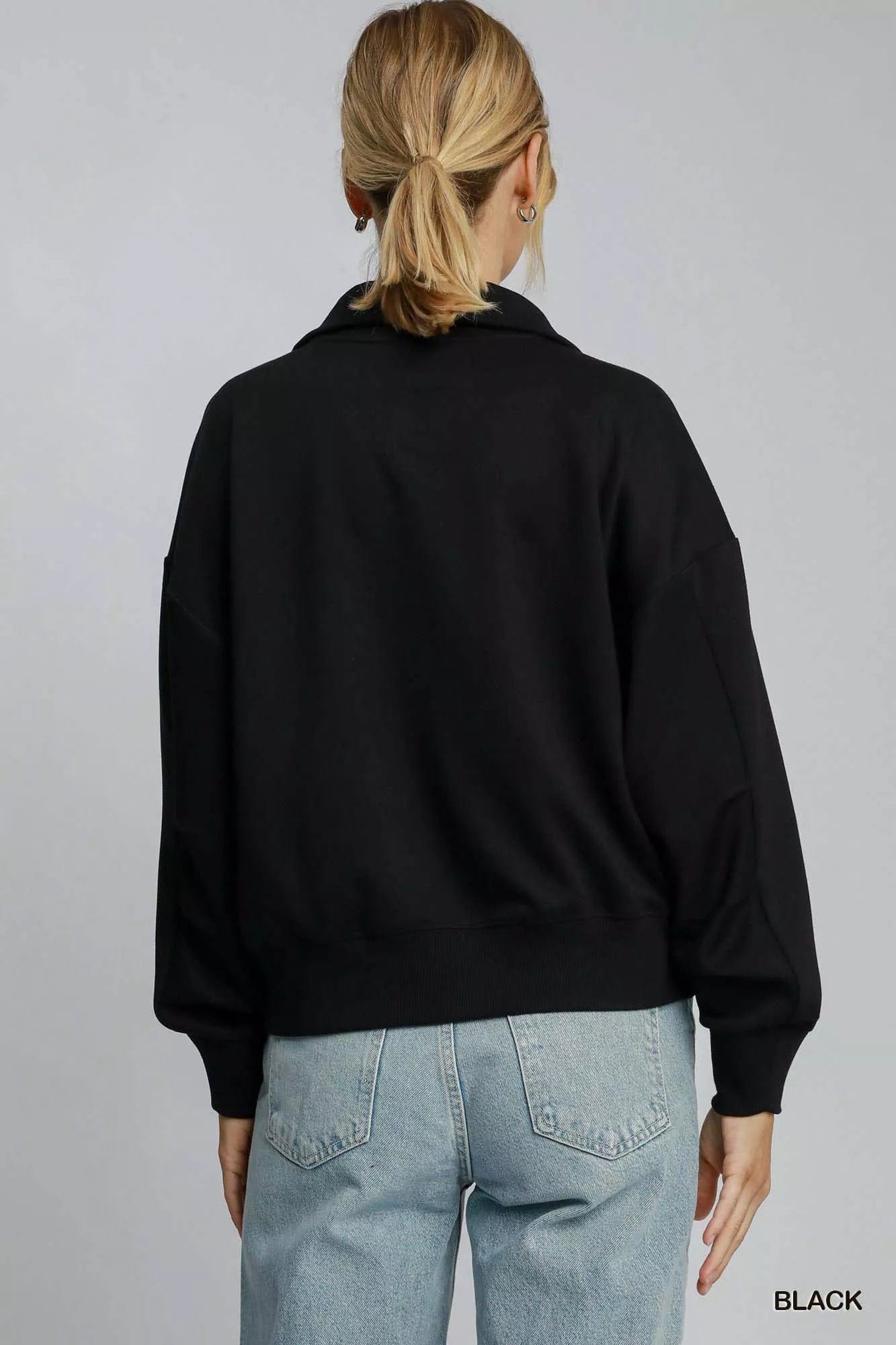Half Zip Sweatshirt for Effortless Style with Drop Shoulders - Image 3