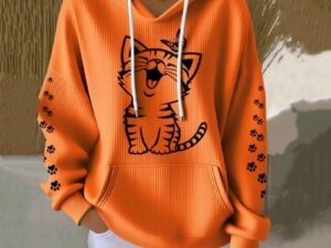 Women's 3D Printed Hoodie - Comfortable & Stylish Casual Waffle Sweatshirt