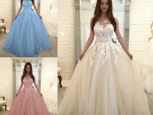 Sleeveless Lace Wedding Dress with Floral Accents