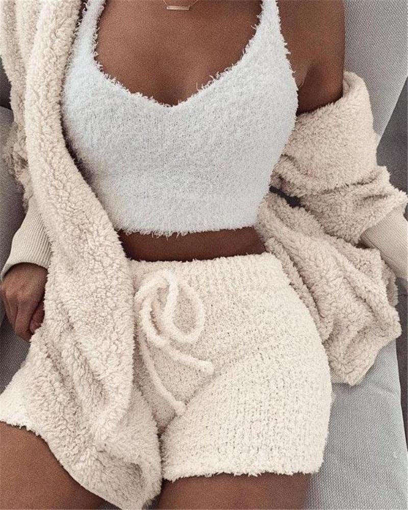 3pc Drawstring Shorts Pajama Set for Ultimate Comfort - Image 3
