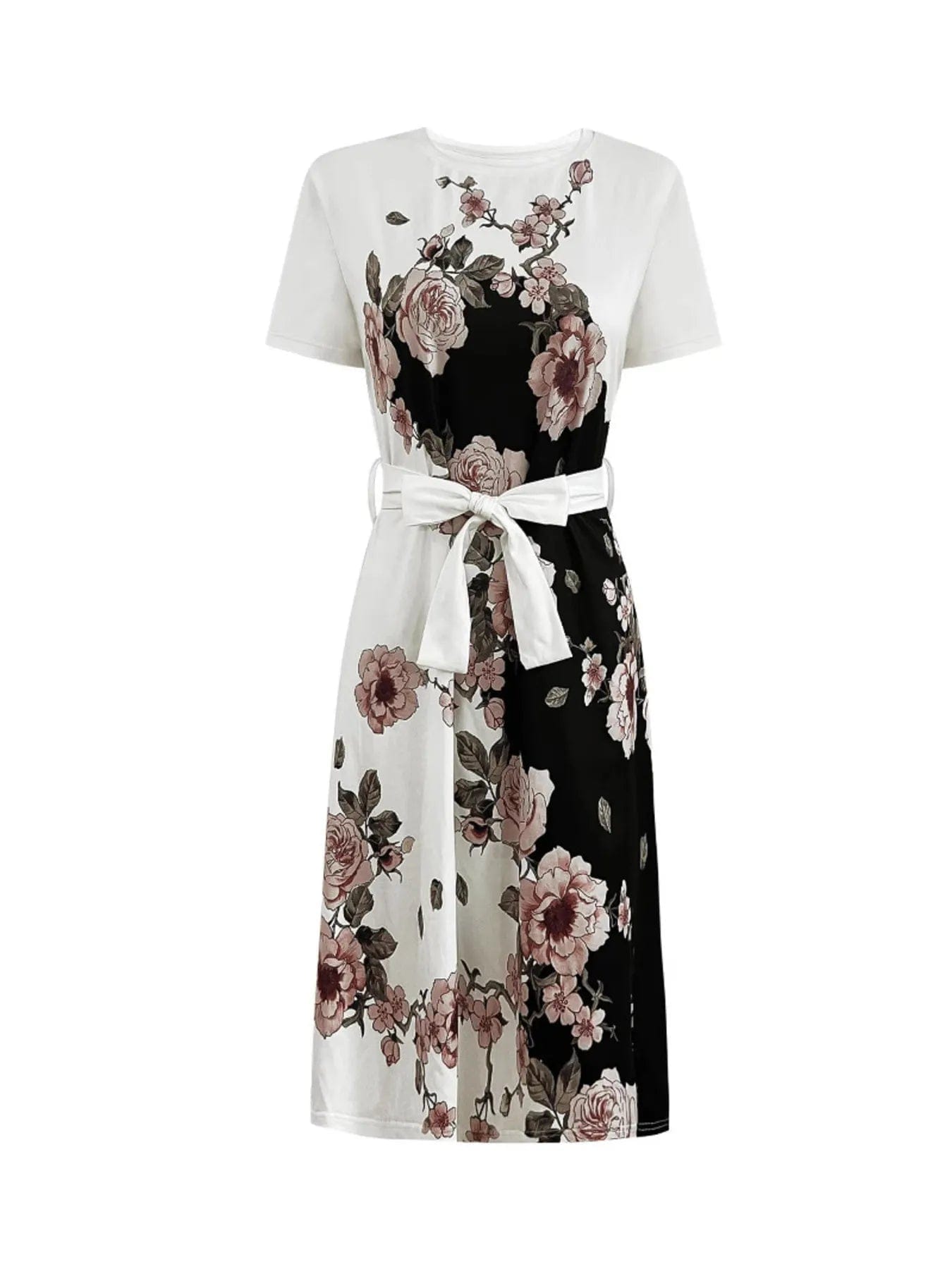 Floral Print Midi Dress with Short Sleeves - Image 5